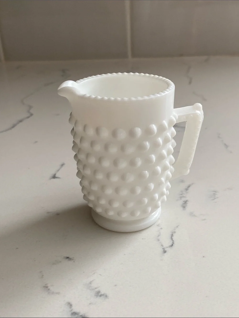 Vintage Fenton Hobnail Milk Glass Mini Creamer #3665